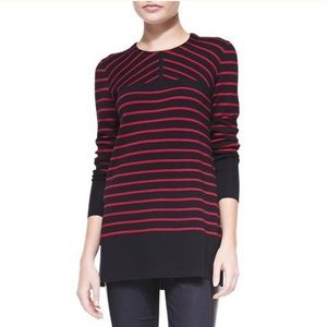 Tory Burch "Seraphina" striped knit wool tunic sweater.